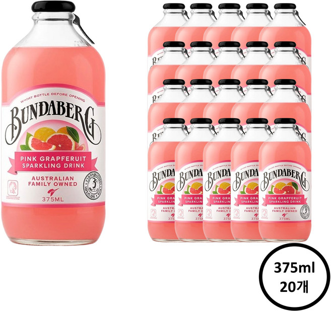 분다버그 핑크자몽 375ml 20병 탄산음료, 20개