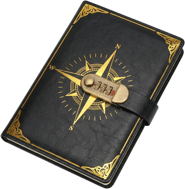 차차쿠바 비밀 잠금 다이어리 일기장 노트, 1개, 블랙