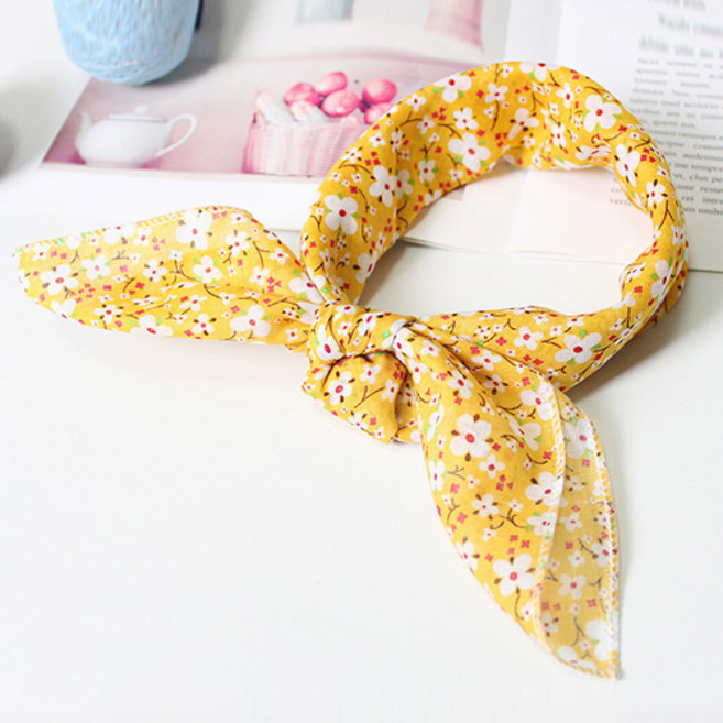 여성손수건 아사 가제 면 쁘띠 목손수건 플라워 꽃무늬 미니 쁘띠 스카프 선물