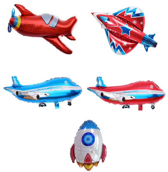 해피제이니 비행기 자동차 중장비 대형 이벤트 은박호일 풍선 세트, 1세트, 비행기은박풍선 5종