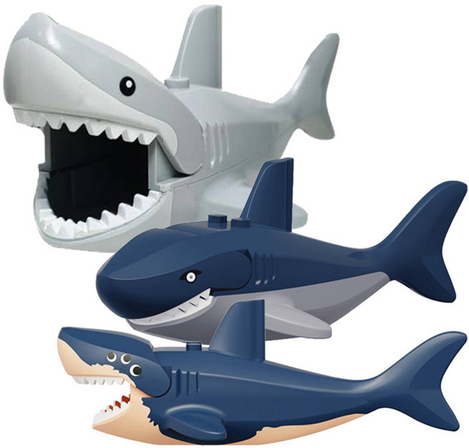 BIG 상어 3종 해양동물 호환블록 브릭미니피규어 수집/장식/전시용 키덜트아이템, SHARK04. BIG 상어 3종 세트(로켓), 1개, SHARK04. BIG 상어 3종 세트(로켓)