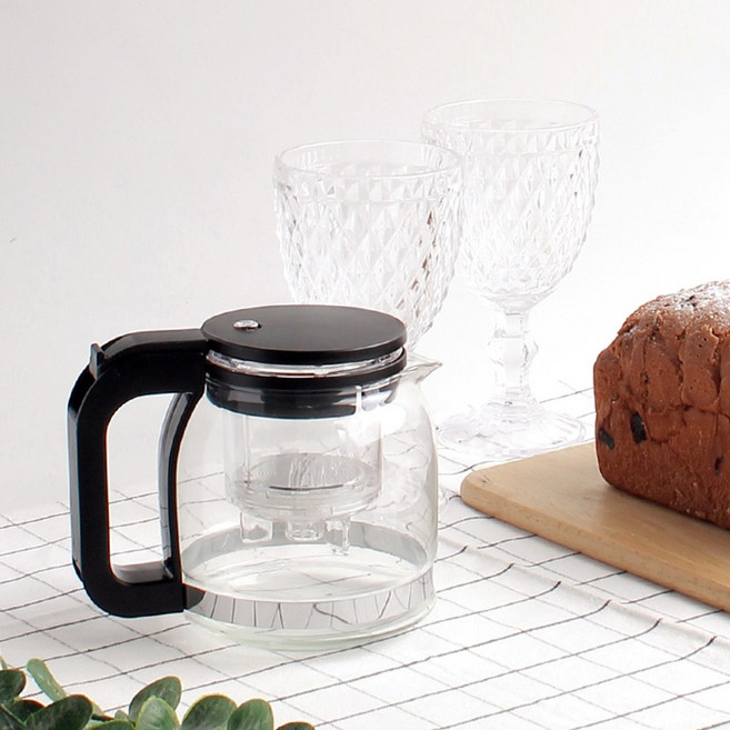 티포트 녹차 커피 홍차 유리 홈카페 티팟 메이커 880ML