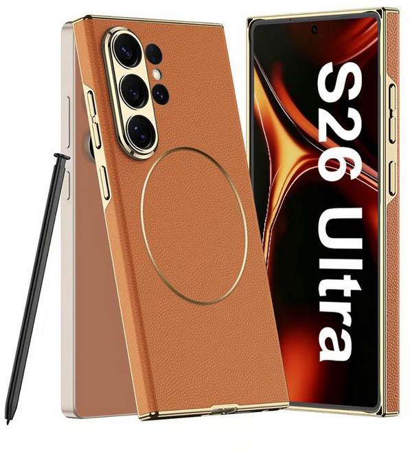 YINUO 갤럭시 S26 울트라 맥세이프 프리미엄 가죽 슬림 풀커버 휴대폰 케이스