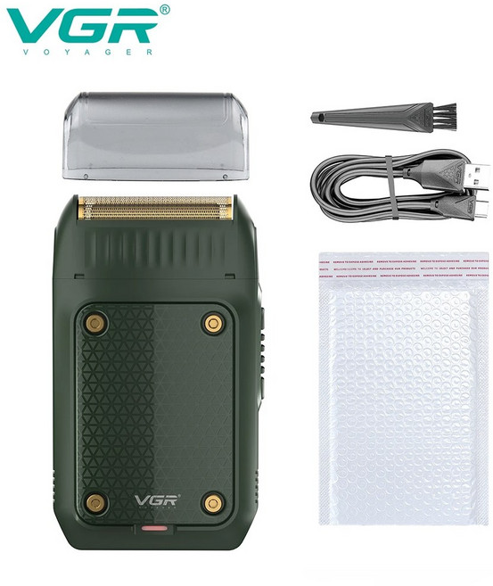 VGR 면도기 가용 헤어 전기식 기계 휴대용 충전식 남성용 수염 플라스틱 트리머 353, gr n without box