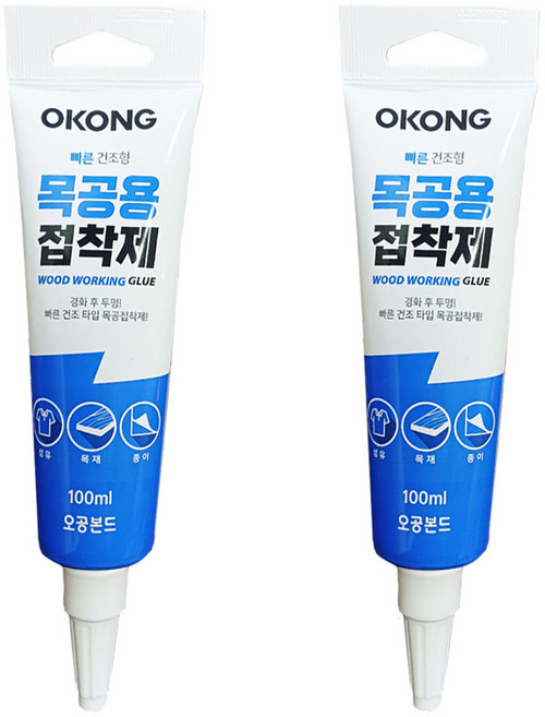 오공 빠른 건조형 목공용 접착제 튜브형 100ml, 2개