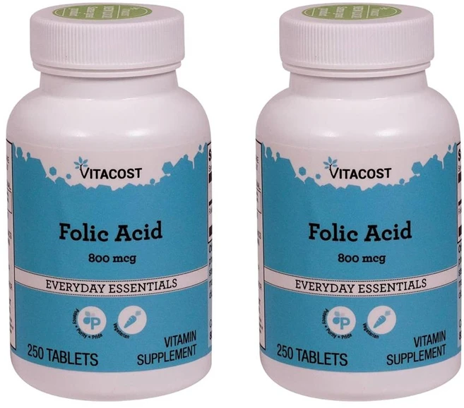 비타코스트 폴릭 애씨드 800 mcg Vitacost Folic Acid 250정, 2개 - 쿠팡