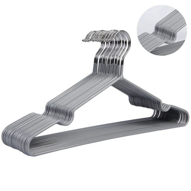 슬림 코팅 논슬립 베이직 철제 옷걸이 티셔츠걸이 5p 세트, 성인40cm회색, 5개