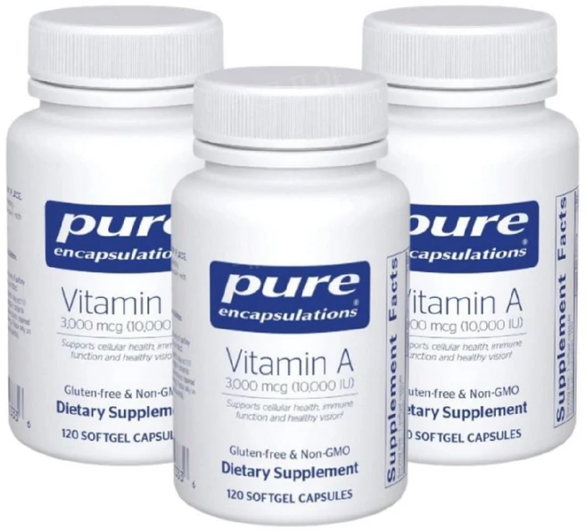Pure Encapsulations Vitamin A 10000 IU 퓨어인캡슐레이션 비타민A 베타카로틴 120캡슐 3통, 3개, 120정 - 쿠팡