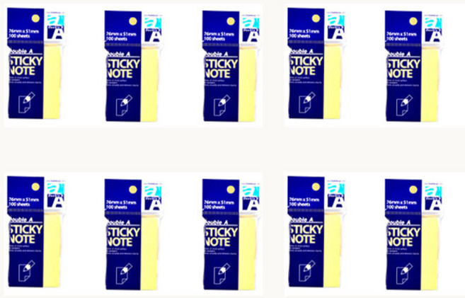 더블에이 스티키노트 점착메모지100매, 10개, 옐로우