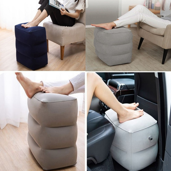 발 받침대 수유발판 차량용 에어쿠션 기내용 다리 사무실 비행기 거치대, 3단 에어발쿠션 그레이, 1개