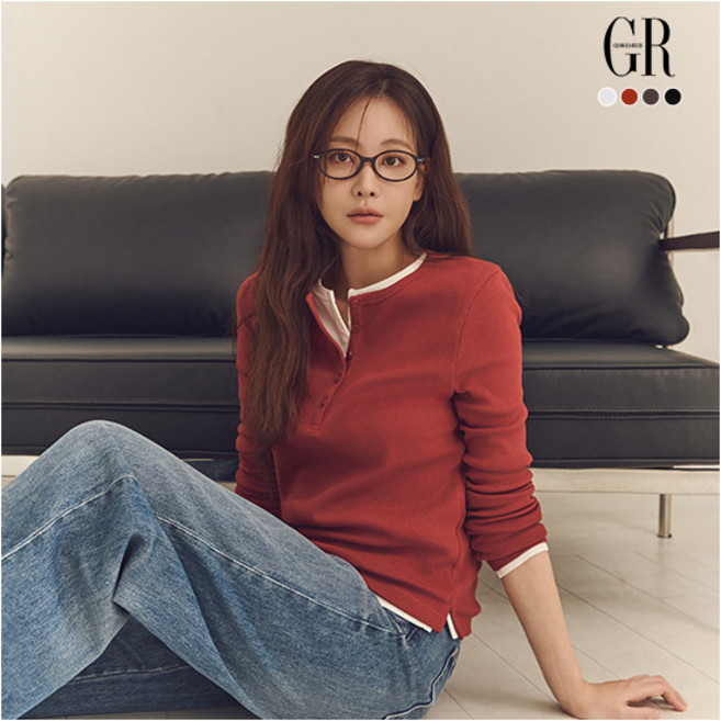 4위 - ○26FW 꼼드 코튼 블렌딩 헨리넥 티블라우스 4종