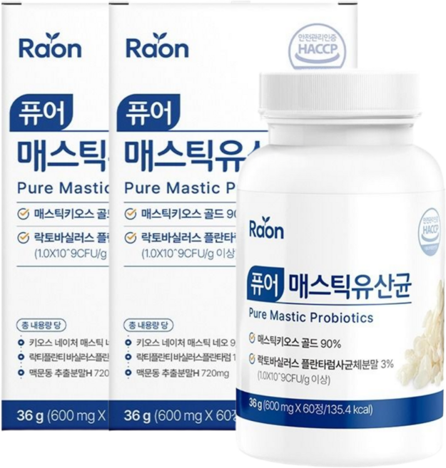 라온약방 매스틱 메스틱 포자 유산균 식약청인증, 2개, 60회분