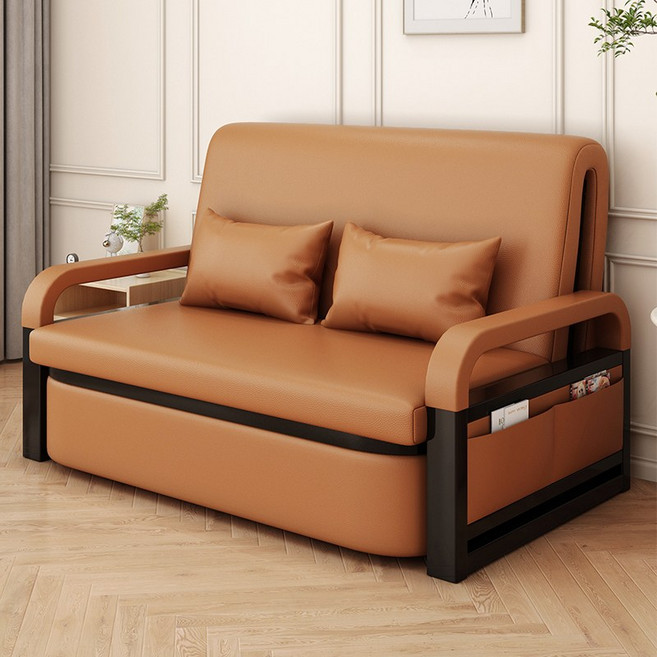 우리네가구 라텍스 접이식 침대 소파베드 L5, 라텍스 소파침대 오렌지