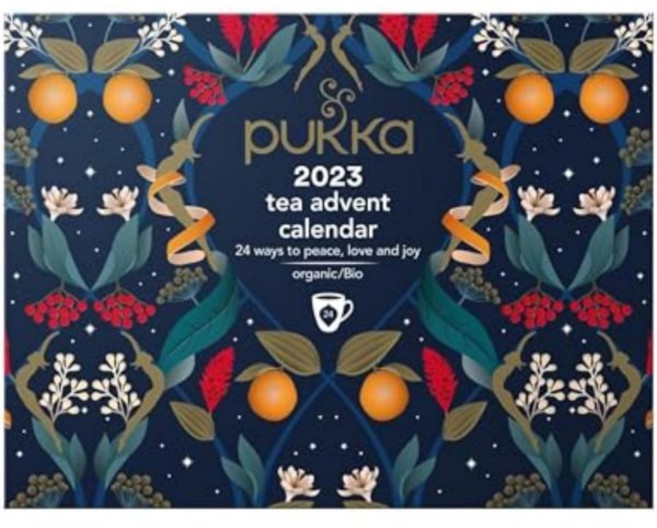 Pukka 푸카 어드벤트 캘린더 2023 유기농 차 허브 티 버라이어티 팩 24가지의 즐거운 홍차 및 녹차 인퓨전 100% 미국 티백, 2023 Advent