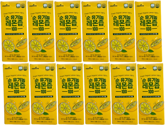 메디트리 순 유기농 100 레몬즙, 300ml, 12개