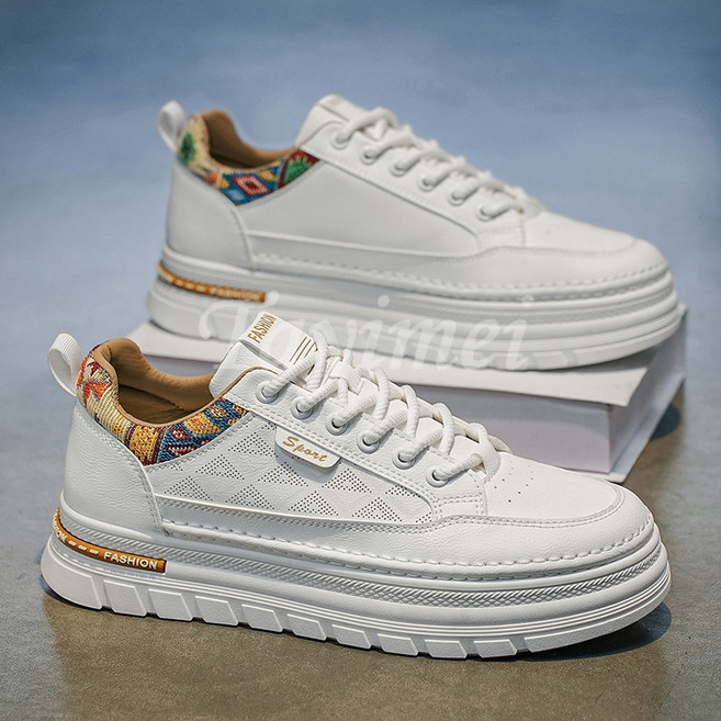 [히트 예감] 남성 오리지널 라지 스니커즈 - 두꺼운창 키높이 화이트 운동화 발편한 데일리 캐주얼 신발