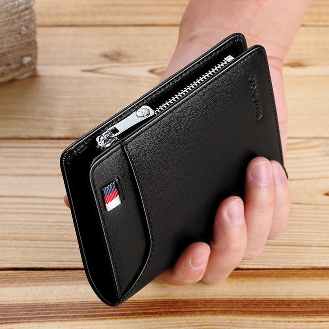 Williampolo 英皇保羅真皮拉鏈短夾，男生多卡位防水皮夾，日系簡約時尚，輕巧便攜真皮短夾【奧特萊斯】
