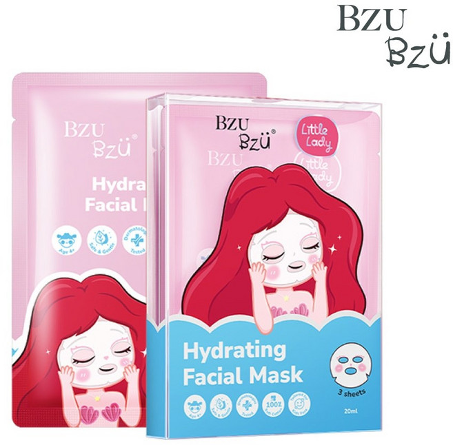 BZU 小淑女保濕面膜 兒童專用 4歲以上適用 3片裝, 1個