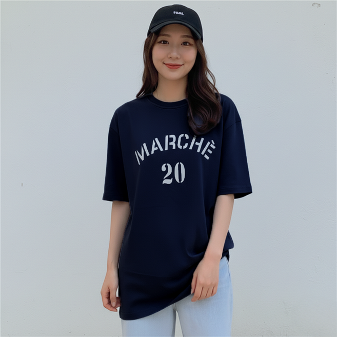 데일로엔 여성 레터링 포인트 오버핏 데일리 반팔 티셔츠