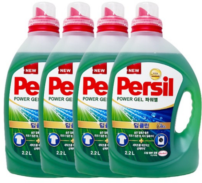 퍼실 딥클린 파워젤 플러스 9중효소 겸용, 2.2L, 4개