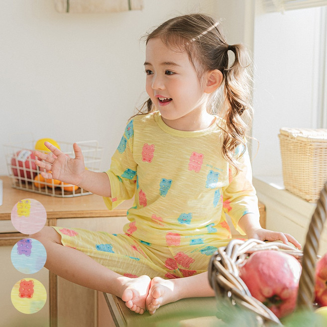 구미베어 실내복 상하 세트 유아 키즈 아동 잠옷 내의 홈웨어 여름