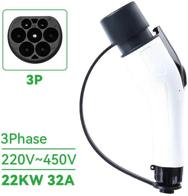 전기차 충전용 GBT EV 소켓 IEC 62196 타입 2 1 커넥터 암수 16A 32A 1/3 상 3.6KW 22KW 380V, 01 GBT 32A 22kw