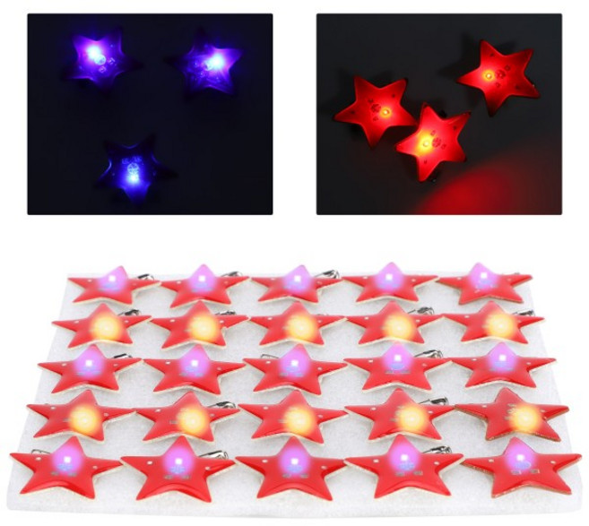 쿠쿠스토어 25Pcs 다섯개 별 모양의 LED 브로치 크리스마스 핀 배지 어린이 선물 파티 호의 품 장식