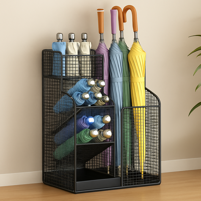 마글론 대용량 철제 우산꽂이 업소용 카페 현관 호텔 매장 철재 우산통, 블랙