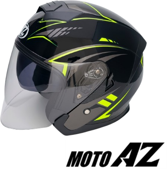 모토에이지 스프린터헬멧 초경량 오픈페이스 헬멧 원터치 썬바이저 1100g, XL, 블랙네온