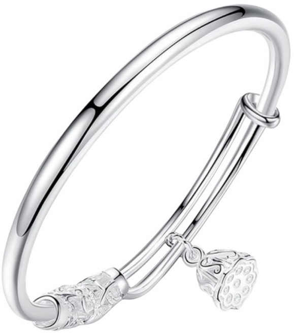 925純銀蓮籽手鐲 可調整尺寸 優雅銀色手環