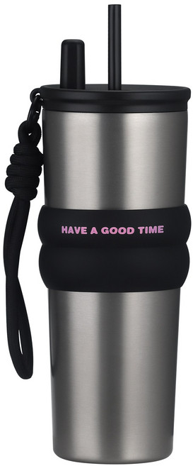 AISOUL 빨대 텀블러 보냉 보온 대용량 스텐 내병 대구경 가벼운 물병 휴대식 차량용 사무실용 텀블러, 1개, 750ml, 실버