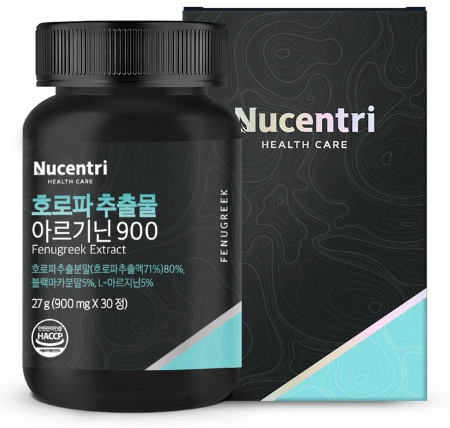 뉴센트리 호로파 추출물 아르기닌 900 캡슐 정제, 1개, 30정 - 쿠팡