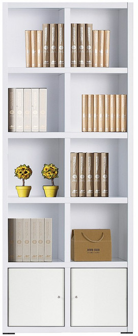 예뫼솔 2000시스템5단책장(하문형) TV책장 책꽂이 수납장 진열장, 5단-0800책장(하문)-화이트, 5단