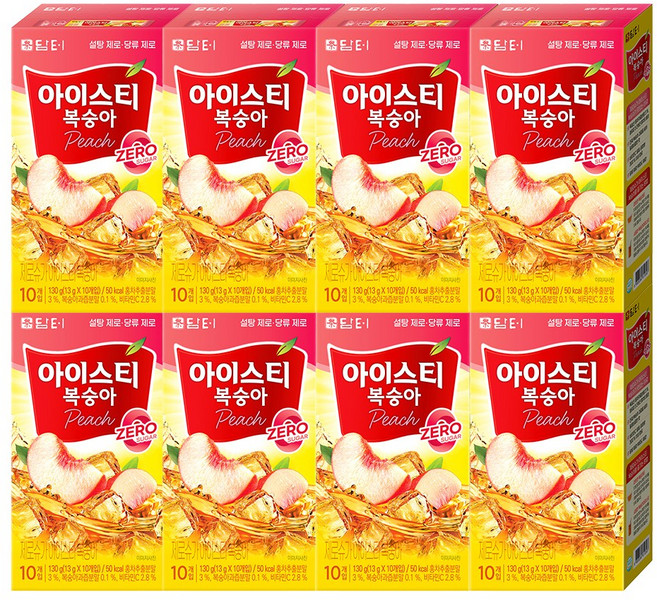 증정 지노앤코 담터 제로슈가 아이스티 10T 복숭아맛 홍차 분말 스틱 무설탕 무배, 13g, 10개입, 8개