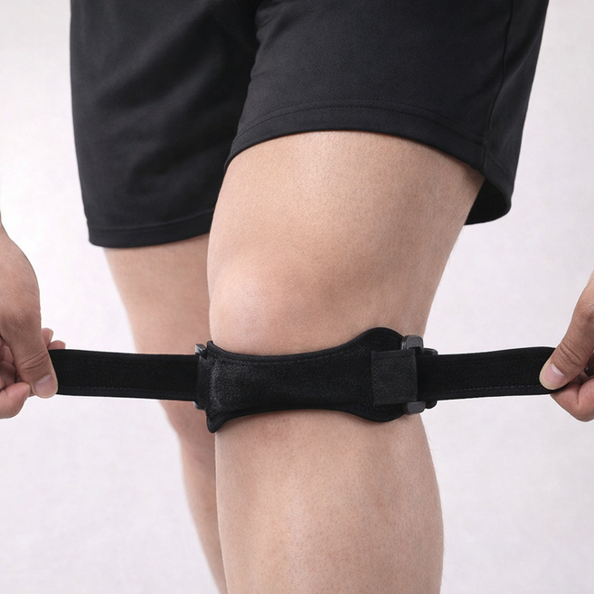 고바 러닝 실리콘 슬개건 밴드 무릎 보호대 전문가급 슬개골 에어백, 2개, 블랙