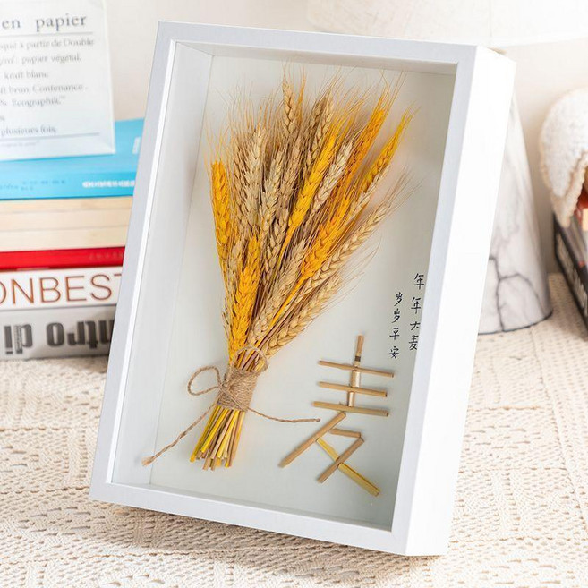 立體中空標本框 手工相框 擺臺 乾花保存展示畫框架, 1個, 白色#送絲帶膠水#不含乾花,7寸#配套卡紙#無相框