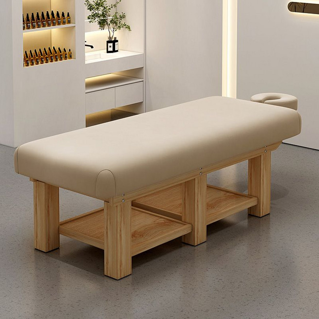 미용전동베드 마사지베드 업소용 목욕탕 세신 때밀이 침대 사우나 피부관리, 베이지 레더 190x80