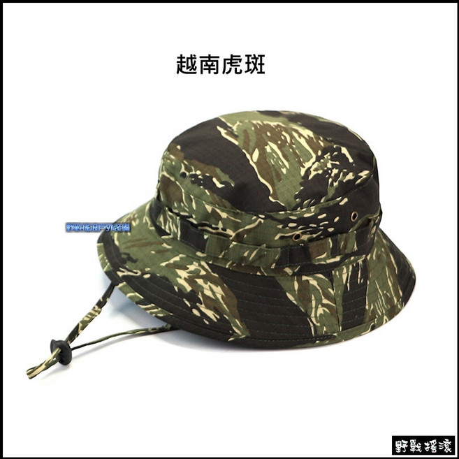 野戰搖滾-生存遊戲 戰術短帽簷圓邊帽 黑色多地形 奔尼帽 漁夫帽 登山帽, 越南虎班