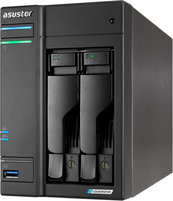 Asustor Lockerstor 2 Gen2+ AS6702T v2 베이 NAS 인텔 쿼드코어 CPU 듀얼 5GbE 포트 4GB DDR4 4개의 M.2 SSD 슬롯 HD 6 Bay