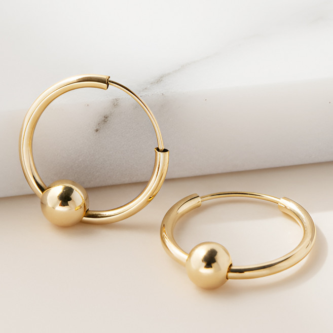 에바주얼리 14k Gold Filled 링귀걸이 14k Gold Filled 파이프 골드 금 볼 볼드 링 귀걸이 빅 링귀걸이