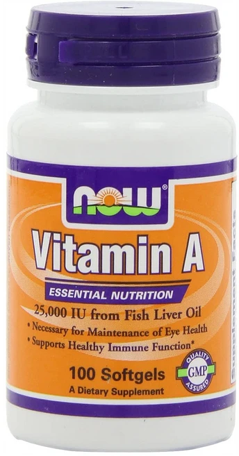 NOW 비타민 A 25000 Iu 100 소프트젤 (Pack of 4), 100정 - 쿠팡