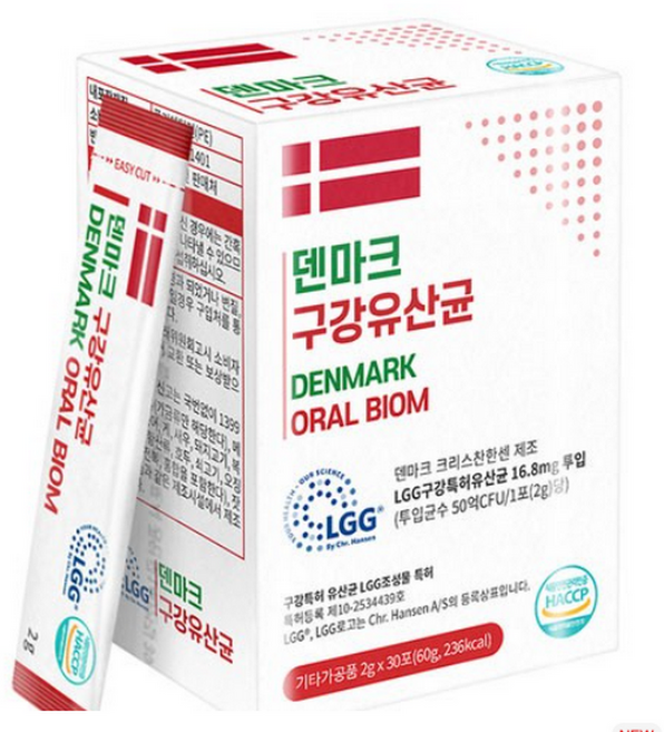 덴마크 입속 잇몸 입냄새 구강 유산균 (2g x 30포), 60g
