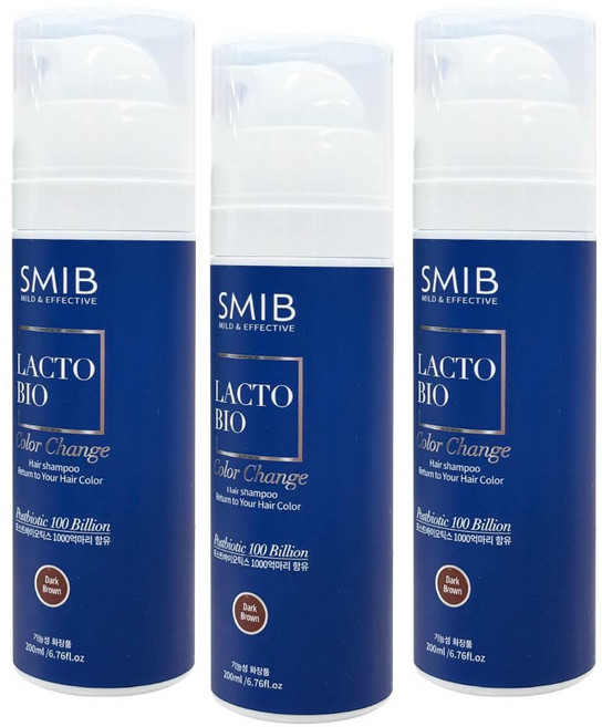스미브 락토바이오 유산균 염색 샴푸 [다크브라운], 3개, 200ml