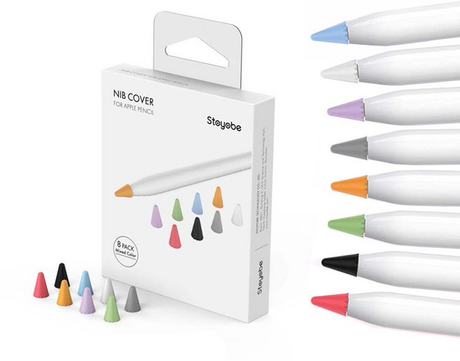 STOYOBE 適用 Apple Pencil 1/2代 筆尖套 8入組, 8色, 1套