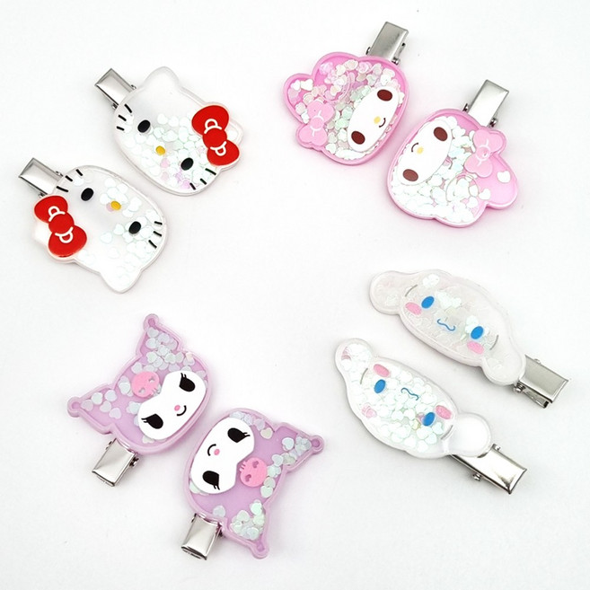 산리오 글리터 헤어핀세트 시나모롤 키티 쿠로미