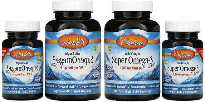 칼슨 자연산 슈퍼 오메가3 젬 600mg 소프트젤 100 정 + 30 정, 2팩, 130정 - 쿠팡