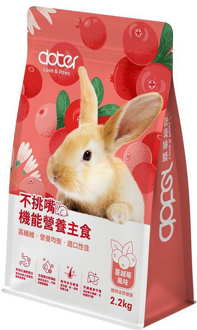 五星級寵物 Doter寵愛物語 寵愛兔主食 兔飼料 兔乾糧 水果牛奶, 1個, 蔓越莓風味2.2kg, 2.2kg