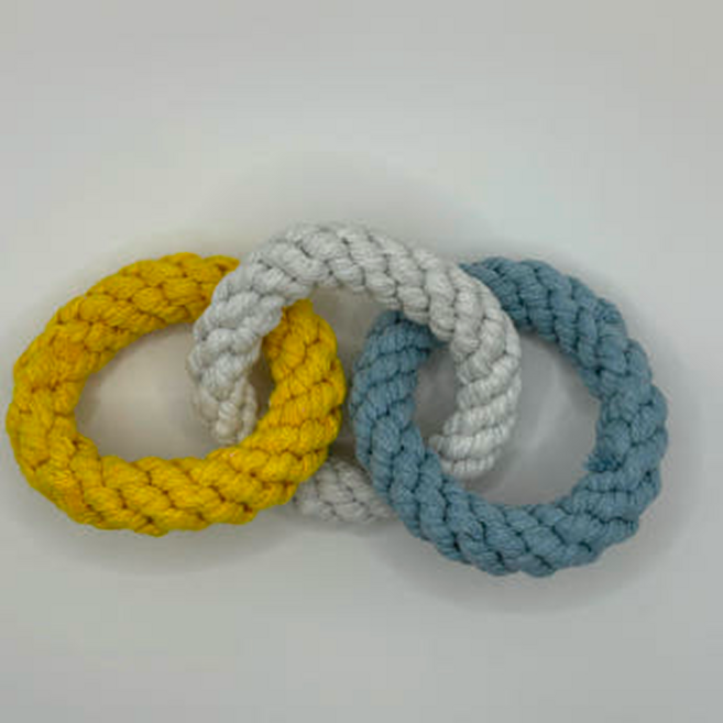 무무 강아지 링 로프 터그놀이 장난감, 1개, 노랑