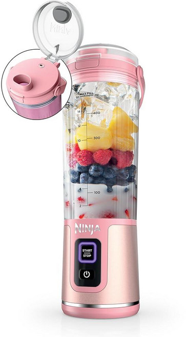 닌자 블라스트 충전식 휴대용 쉐이크 블렌더 532ml 마블화이트, 핑크