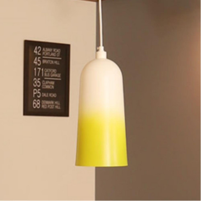 가게 식탁 라임색 화이트 투톤 원통형 갓등 팬던트 조명 인테리어등